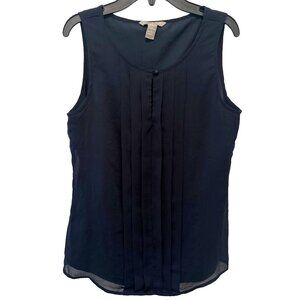 Banana Republic Navy Pleated Sleeveless Blouse Size S